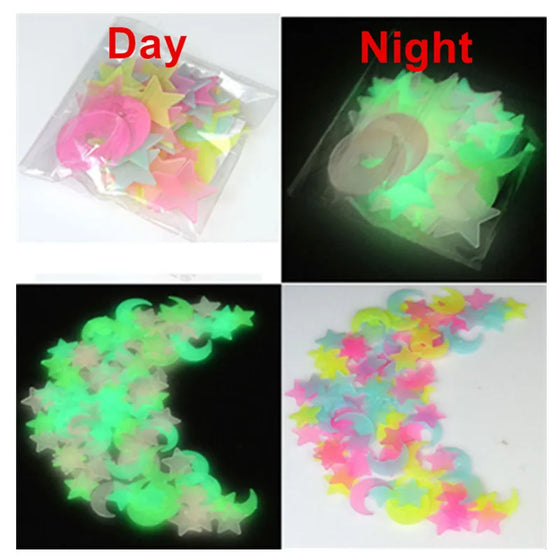 100pcs/set Glow in the Dark Toys Luminous Star Stickers Bedroom Sofa Fluorescent Painting Toy PVC for Kids Bedroom Decor Gifts