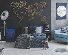  Large Size Geometric World Map Wall Sticker Vinyl Mural Removable Bedroom Decor Stickers Home Living Room Decoration Accessories