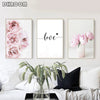Canvas Painting Nordic Decor Pink Peony Flower Poster and Print Love Wall Art Floral Picture Bedroom Decor Home Decoration