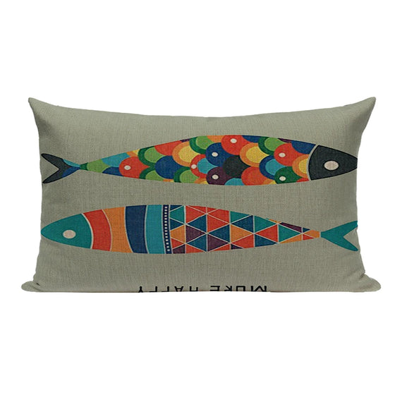 Vintage Decoration Cushion   Marine  Colorful Fish Spring Pillowcase