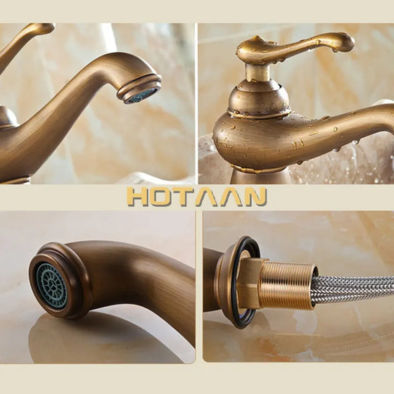 Bathroom Basin Faucet Antique bronze Brass Mixer solid copper Luxury Europe style Tap torneiras para banheiro crane YT-5061