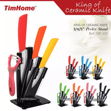  Timhome 5pcs Kitchen Ceramic Knife Set 3"4"5" Inch Ceramic Knife + Peeler + Stand
