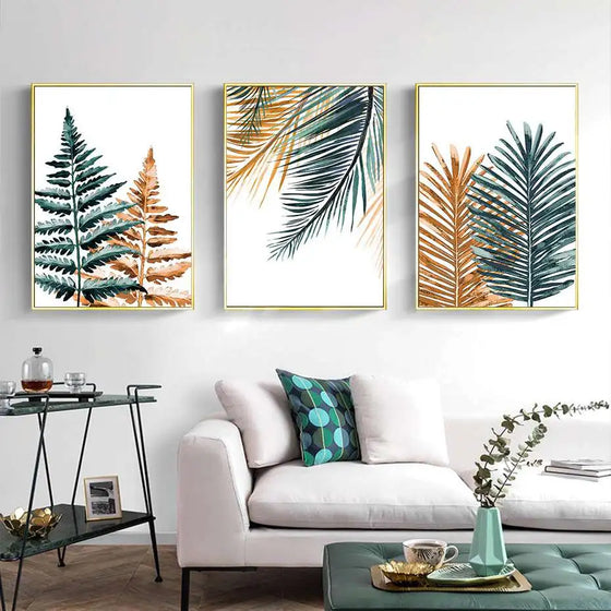 Modern Tropical Palm Tree Leaves Canvas Painting Nordic Poster Print Wall Art Pictures for Living Room Kitchen Home Decoration
