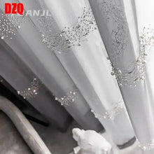  European Luxury Gray Tulle Curtains for Living Room Bedroom Modern Beaded Embroidery Beautiful Elegant Window Custom  Yarm Sheer