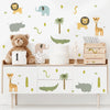 Watercolor Cute Cartoon safari Animals Hippo Elephant Nursery Wall Stickers for Kids Room Bedroom Decor Wall Decals Wallpaper