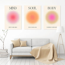  Gradient Color Body Soul Mind Wall Decor Poster Picture For Living Room Decor Aesthetic Abstract Modern Art Canvas Painting