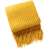 Inyahome Textured Throw Blanket Solid Soft for Sofa Couch Decorative Knitted Blanket Mustard Yellow Luxury Home Decor Plaids