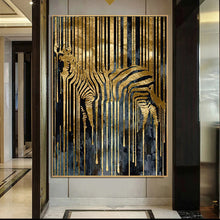  Golden Zebra Abstract Canvas Painting