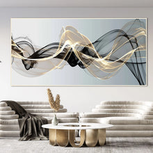  Abstract Floating Black Gold Mesh Luxury Wall Art