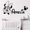 Cartoon Cute Minnie Wall Sticker for Baby Girls Rooms Decor Name Decals Stickers Mural Princess Bedroom Decorative Accessories