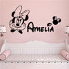 Cartoon Cute Minnie Wall Sticker for Baby Girls Rooms Decor Name Decals Stickers Mural Princess Bedroom Decorative Accessories